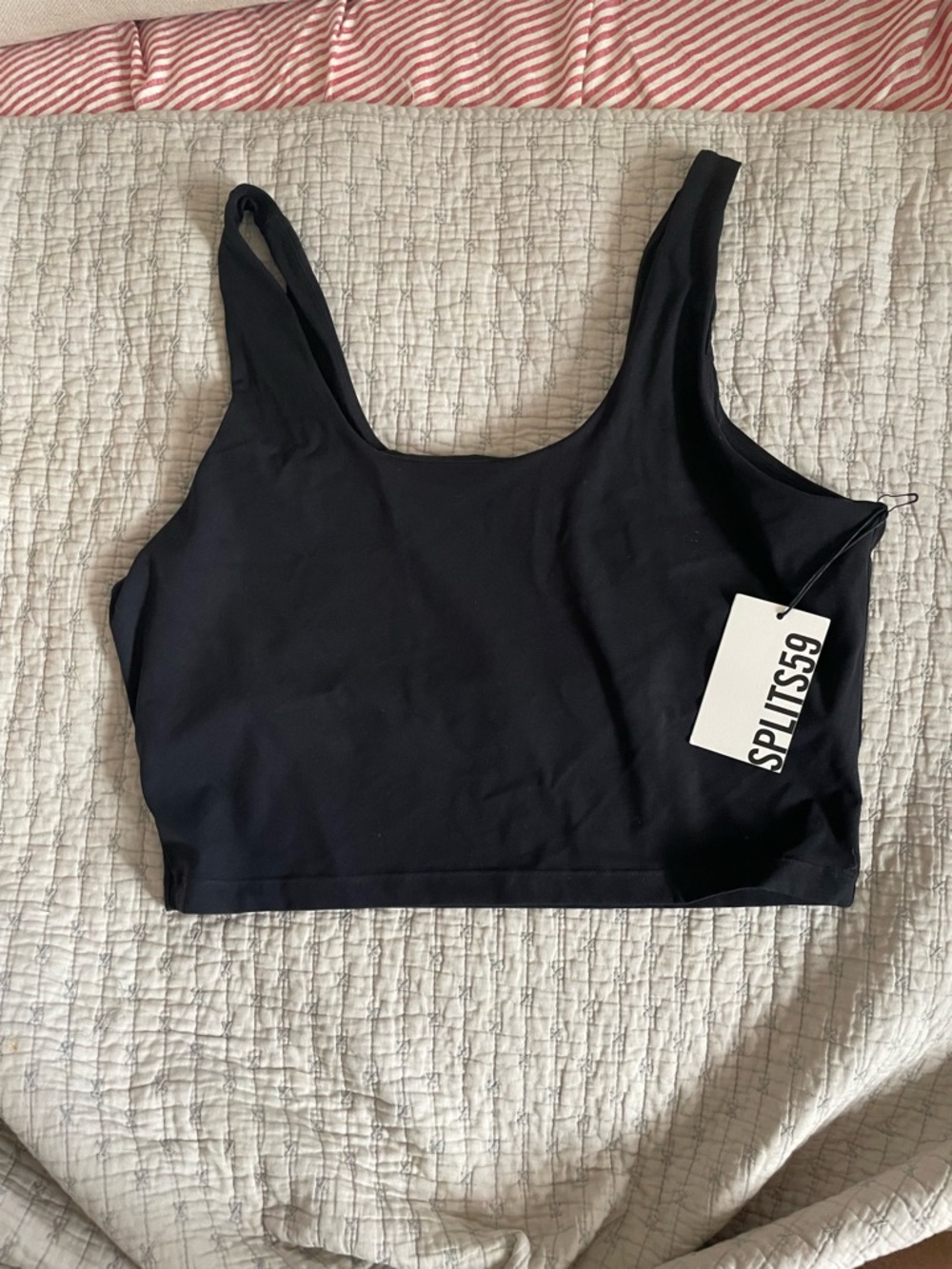 SPLITS59 Black Scoop Sports Bra with Wide Straps
